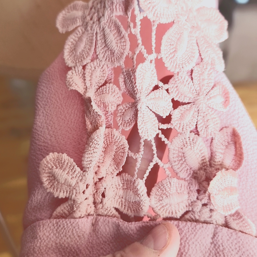 Contrast Lace Solid Blouse - Picture 4 of 6